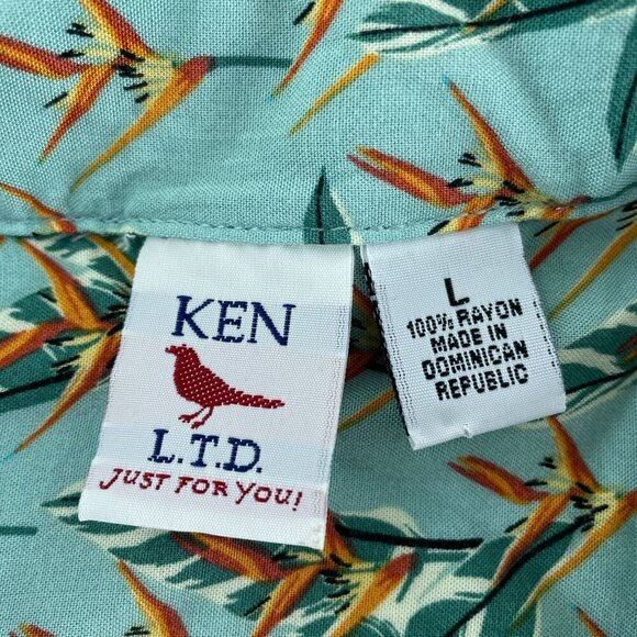 Ken Ltd Tropical Floral Button-Up Shirt L Rayon Lightweight Mens 2978 - Picture 3 of 7